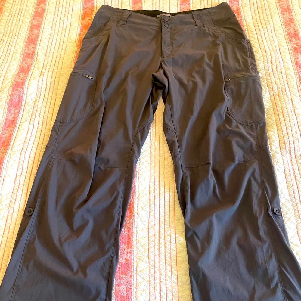 LL Bean Vista Trekking Hiking Pants 10 Petite Gray Nylon Convertible Leg